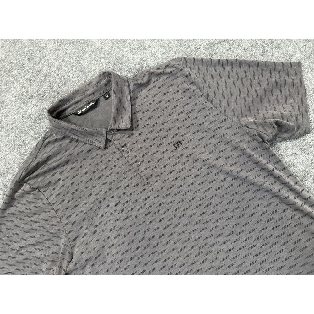 Travis Mathew Polo Shirt Mens‎ 2XL Gray Geometric Cotton Blend Golf Performance